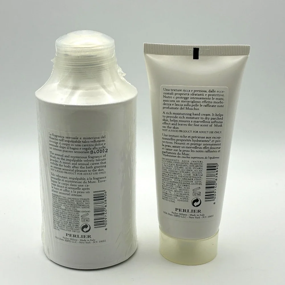 Perlier White Musk Hand Cream 3.3 oz and Talcum Powder 3.5 oz Set New Sealed‎